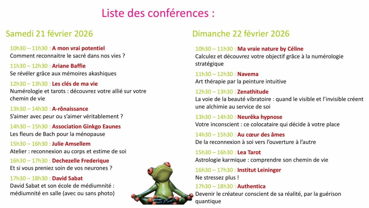 Programme des conférences - Salon du bien-être Plaisance du Touch 2026